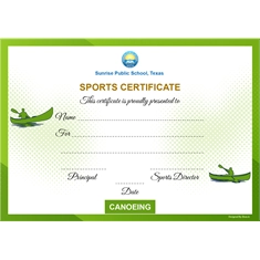 School Sports Award Certificate Canoeing A4 Size | Use on Laser Printer